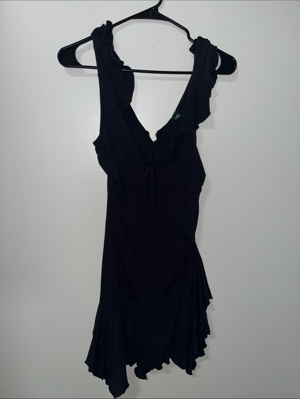wild fable Black Ruffle V-Neck Mini Dress